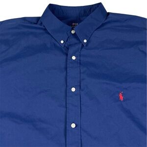 Polo Ralph Lauren Performance Button Down Shirt Long Sleeve Navy Blue Men’s 2XLT